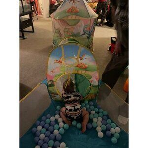 3pc Dinosaur Play Tent for Boys with Ball Pit, Crawl Tunnel, Play Tents